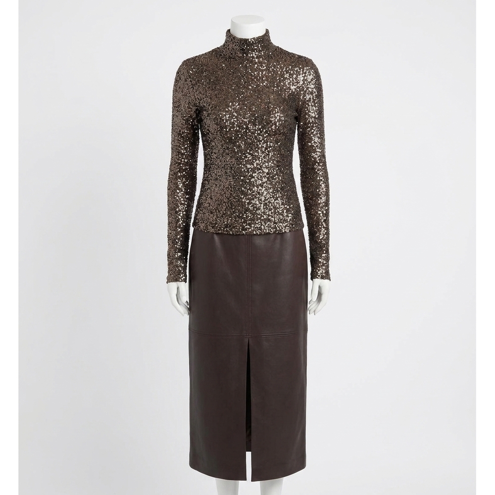 NEW FIFTEEN TWENTY mara sequin top in brown
